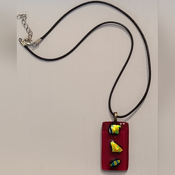 VINTAGE 2 PCS SET FUSED GLASS LAMPWORK PENDANT NECKLACE & EARRINGS - Picture 9 of 16